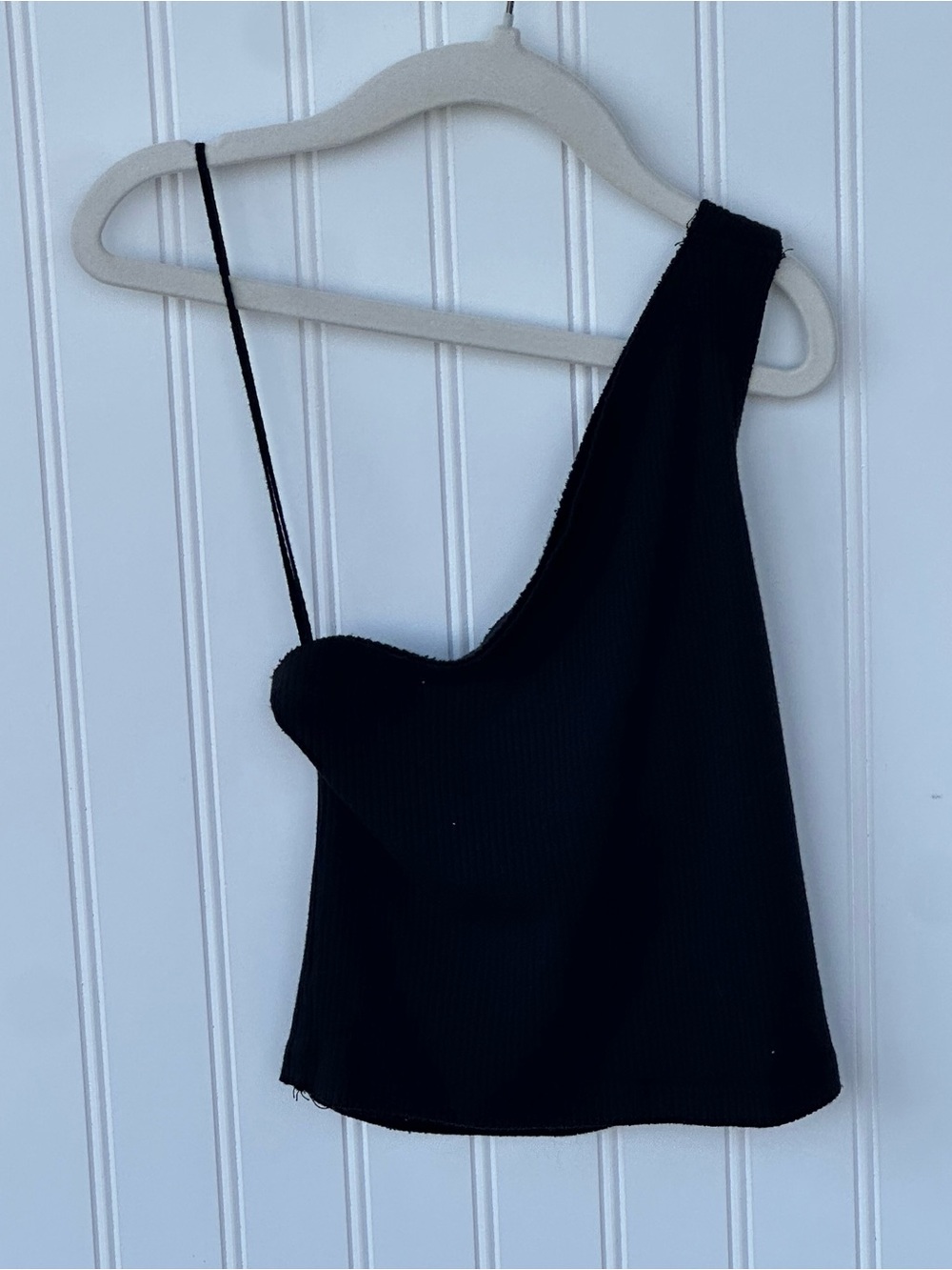 Urban Outfitters One-Shoulder Ribbed Tank Top black